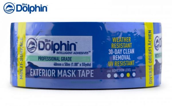 Стрічка малярна для зовнішніх робіт Blue Dolphin TARP&STUCCO, 30 днів синя