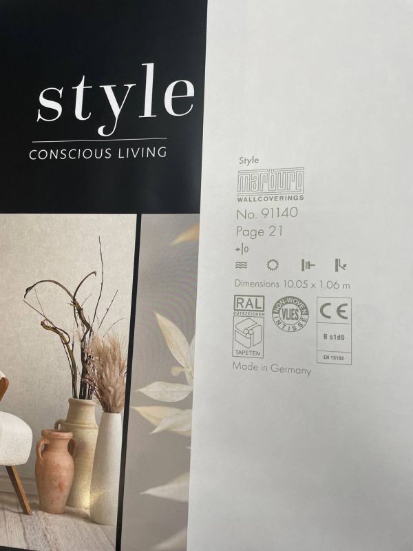 Шпалери вінілові на флізеліновій основі Marburg Style Conscious Living 91140