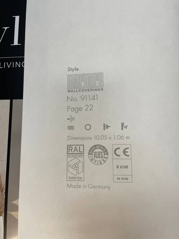 Шпалери вінілові на флізеліновій основі Marburg Style Conscious Living 91141