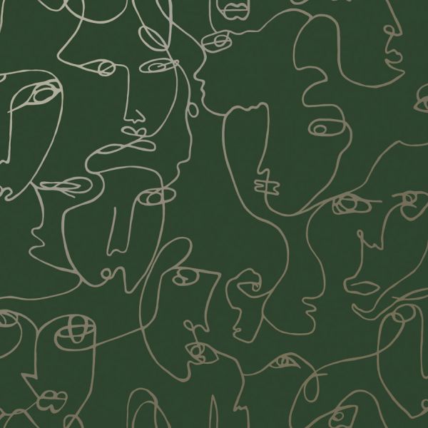 Шпалери Holden Amazonia, Linear Visage Green_Gold