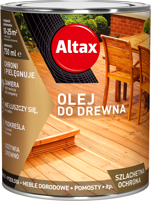 Олія для деревини суміш тунгової і льняної олії Altax Olej do drewna, матова
